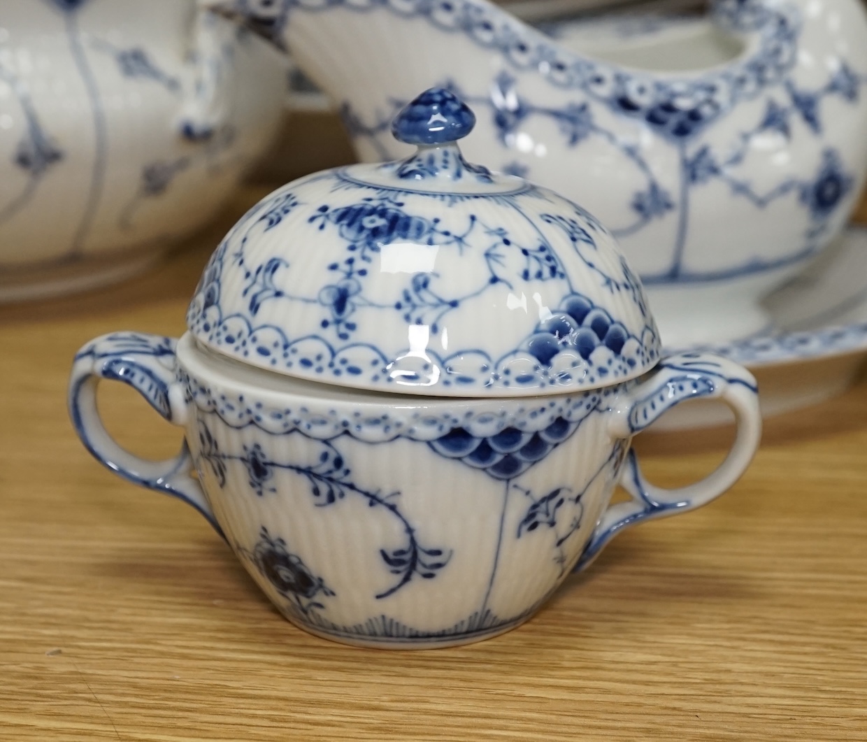 A collection of Royal Copenhagen Onion pattern blue and white dinnerware. Condition - mostly good